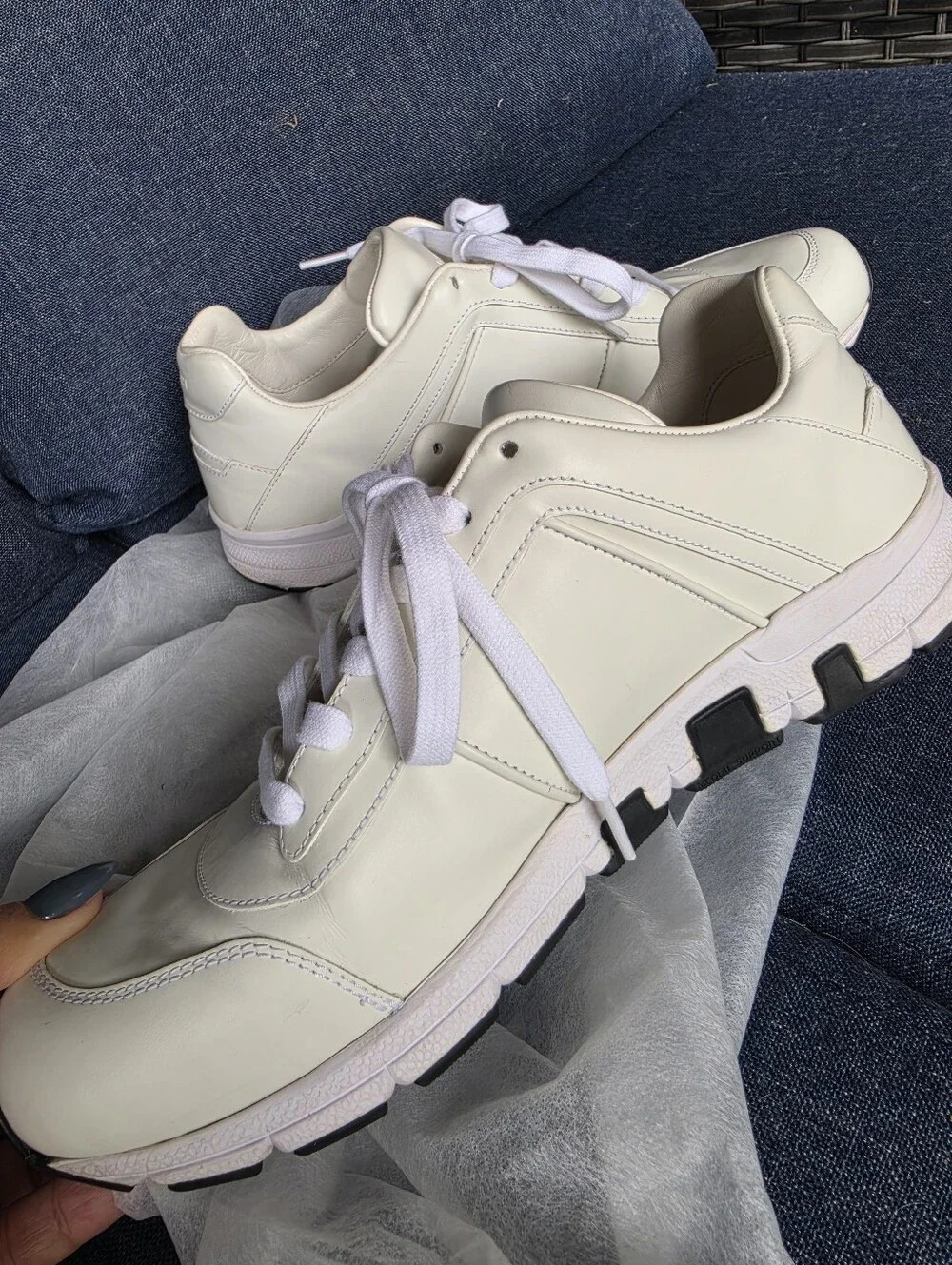 Authentic Gucci GG White Leather Men's Sneakers Shoes